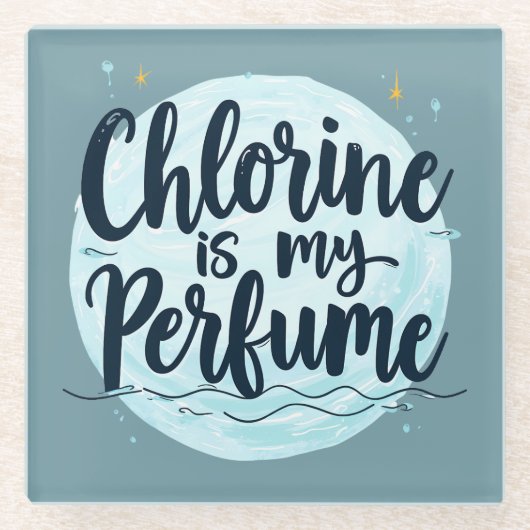 塩素は私の香水スイミングおもしろい引用文 ガラスコースター (正面)