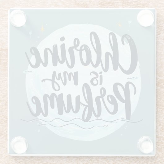 塩素は私の香水スイミングおもしろい引用文 ガラスコースター (裏面)