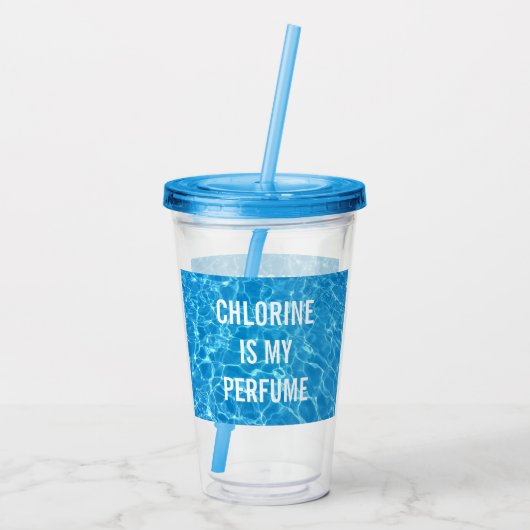 塩素は私の香水スイミングプールのタイポグラフィである アクリルタンブラー (裏面)
