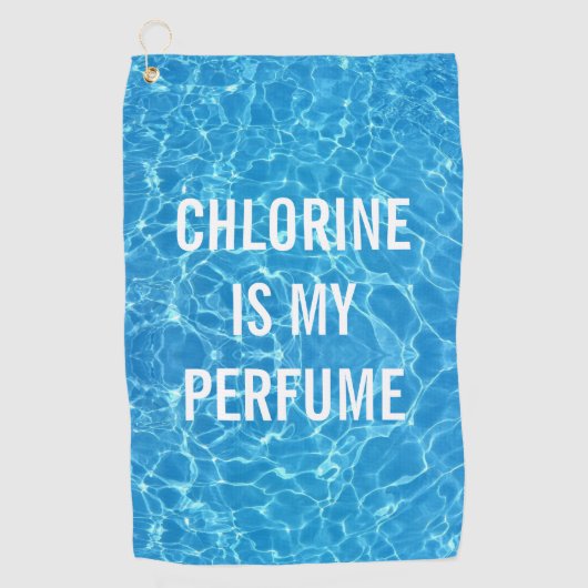 塩素は私の香水スイミングプールのタイポグラフィである ゴルフタオル (正面)