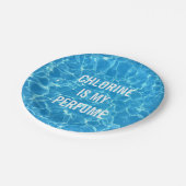 塩素は私の香水スイミングプールのタイポグラフィである ペーパープレート (アングル)