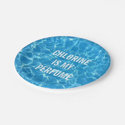 塩素は私の香水スイミングプールのタイポグラフィである ペーパープレート (アングル)