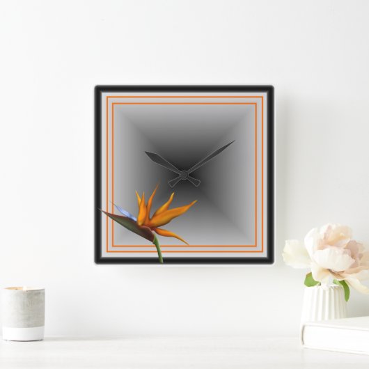 塩辛いキストロピカルデコールバードオブパラダイス スクエア壁時計 (ホーム)