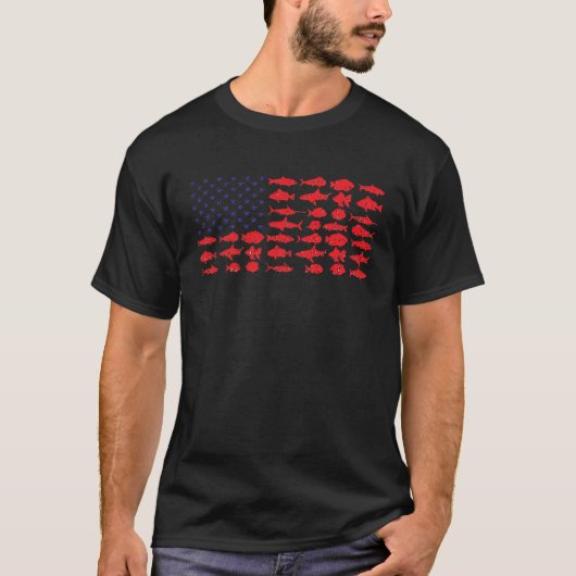 塩辛いダディ 塩水釣りアメリカ国旗 海洋F Tシャツ (正面)