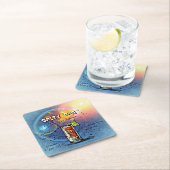 塩辛いドッグカクテル(12ドリンクレシピセットの#6) スクエアペーパーコースター (インサイチュ)