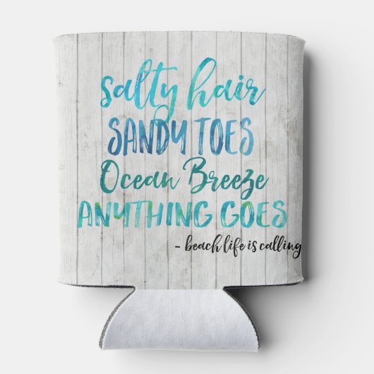 塩辛いヘアサンディトゥーズ海ビーチ引用文缶 缶クーラー (裏面)