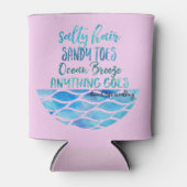 塩辛いヘアサンディトゥーズ海ビーチ引用文缶 缶クーラー (正面)