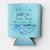 塩辛いヘアサンディトゥーズ海ビーチ引用文缶 缶クーラー (正面)