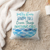 塩辛い毛のサンディのつま先の海のビーチの引用文の枕 クッション (ブランケット)