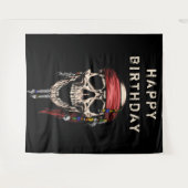 塩辛い海賊のドクロの背景 タペストリー (正面(横))