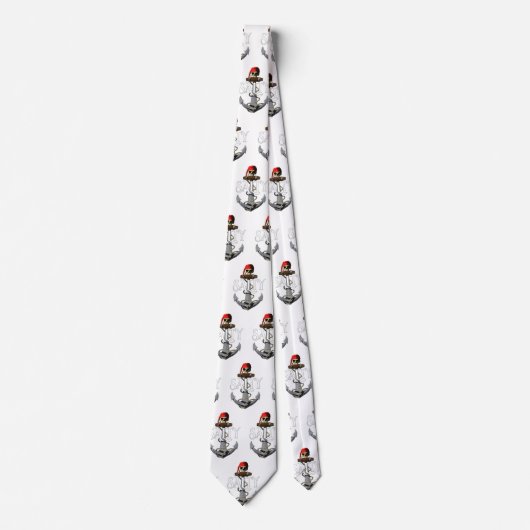 塩辛い海賊スカルといかり ネクタイ (正面)