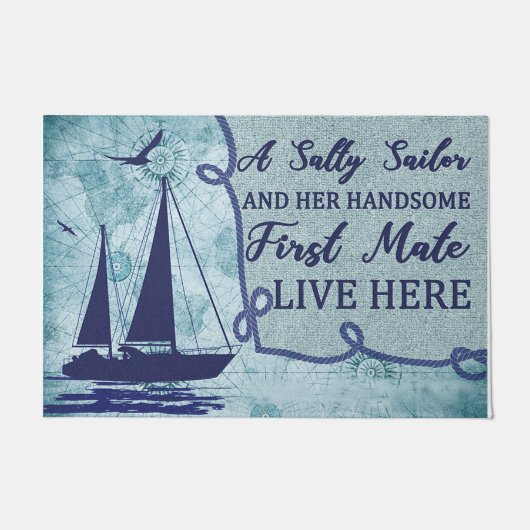 塩辛い船乗りとハンサムな一等船乗り ドアマット (正面)
