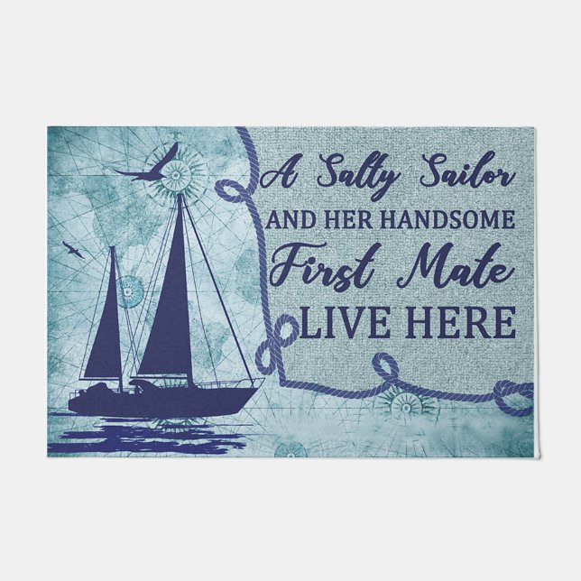 塩辛い船乗りとハンサムな一等船乗り ドアマット (正面)