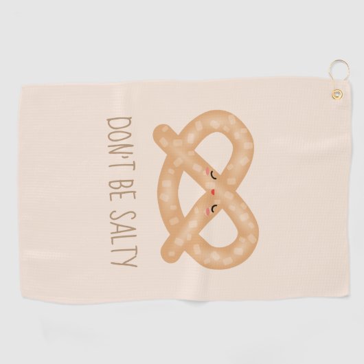 塩辛くかわいいプレおもしろいッツェルのフードユーモア ゴルフタオル (横)