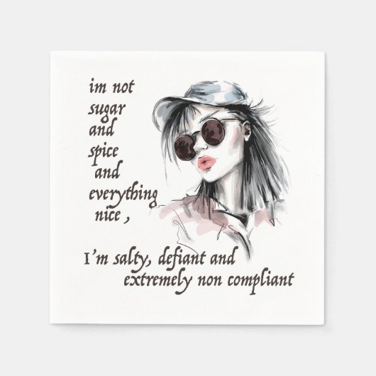 塩辛く反抗的な スタンダードカクテルナプキン (正面)