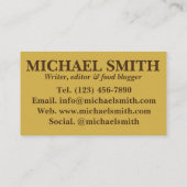 塩辛ソフトプレッツェルNYCグルメフードライターシェフ 名刺 (裏面)