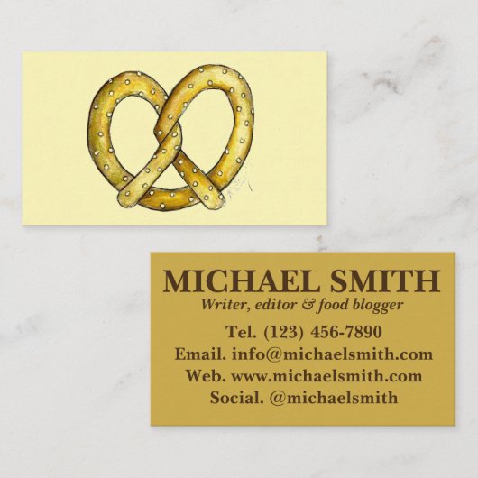 塩辛ソフトプレッツェルNYCグルメフードライターシェフ 名刺 (正面/裏面)