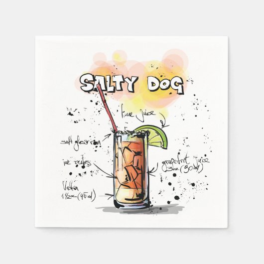 塩辛ドッグドリンクレシピカクテルナプキン スタンダードカクテルナプキン (正面)