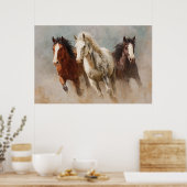 塵の中を駆け抜ける馬術 ポスター (キッチン)