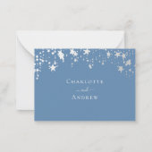 塵の青い星結婚の応答RSVP ノートカード (裏面)