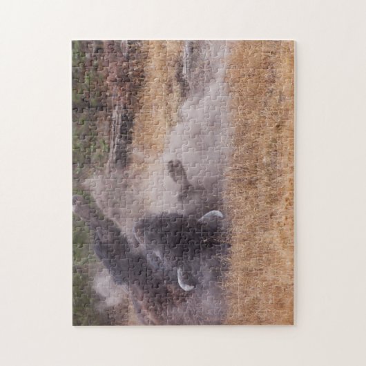 塵のBathtingのアメリカ野牛のBullの野性生物のパズル ジグソーパズル (縦)