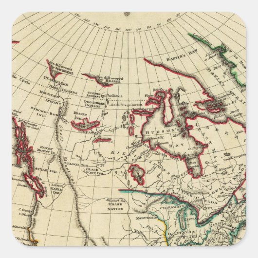 境界が輪郭を描かれた北米 スクエアシール (正面)