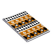 境界線 ストライプ 花 ダイヤモンド ボヘミアンフラワーパターン ノートブック (右側)