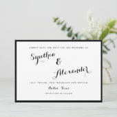 境界 ブラックアンドホワイト モダン セーブ・ザ・デート 招待状 (スタンド正面)