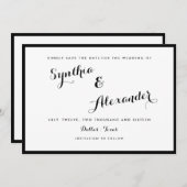 境界 ブラック アンド ホワイト モダン セーブ ザ デート 招待状 (正面/裏面)