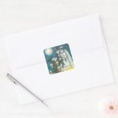 墓での誓い、スケルトンの結婚式、新婦と新郎 スクエアシール (封筒)
