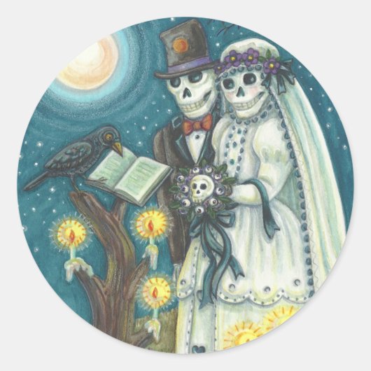 墓での誓い、スケルトンの結婚式、新婦と新郎 ラウンドシール (正面)