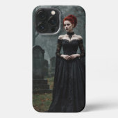 墓の中のゴシック様式の女性 iPhoneケース (裏面)