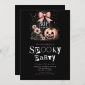 墓の花ブラックミニマルモダンリストハロウィーン 招待状 (正面/裏面)