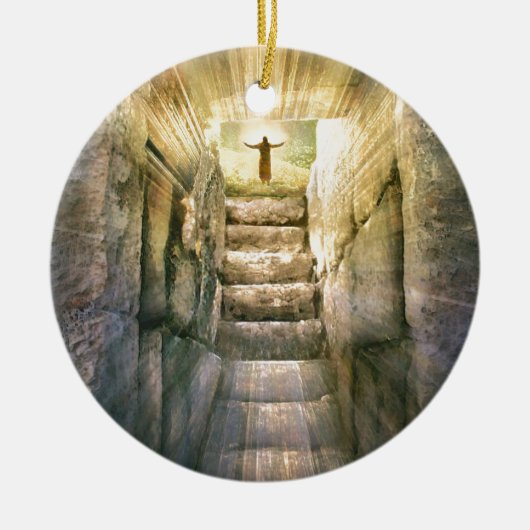 墓イースター空の復活のイエス・キリスト セラミックオーナメント (正面)