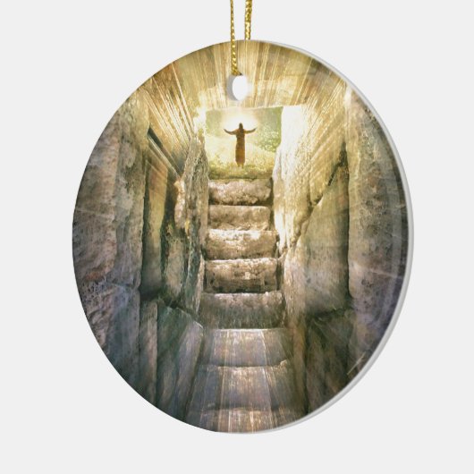 墓イースター空の復活のイエス・キリスト セラミックオーナメント (左)
