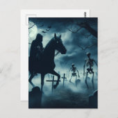 墓不気味ハロウィーンの馬の男 ポストカード (正面/裏面)