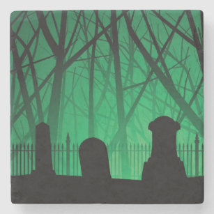 墓地および木の背景 ストーンコースター