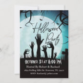 墓地から手を出す不気味大人ハロウィン 招待状 (正面)