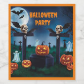 「墓地での恐怖の幽霊のよく出る夜」 ワインラベル (シングルラベル)