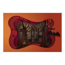 墓地にあるハロウィーンの恐ろしいペーパーカット