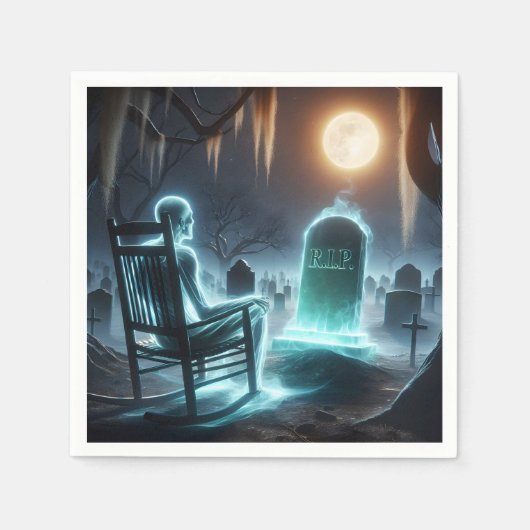 墓地にいる幽霊のような男 スタンダードカクテルナプキン (正面)