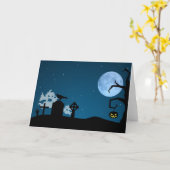 墓地のハロウィンの幽霊 カード (黄色い花)