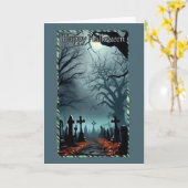 墓地のハロウィンカードを歩く カード (黄色い花)