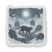 墓地のプローラー – 謎の黒猫ハロウィーン シール (正面)