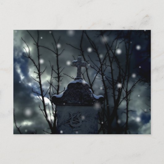 墓地のポストカードに雪 ポストカード (正面)