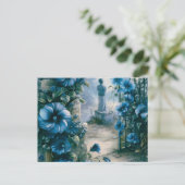 墓地の墓地ブルーフローラビューティフルハロウィーン シーズンポストカード (スタンド正面)