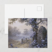 墓地の墓地ブルーフローラビューティフルハロウィーン シーズンポストカード (正面/裏面)