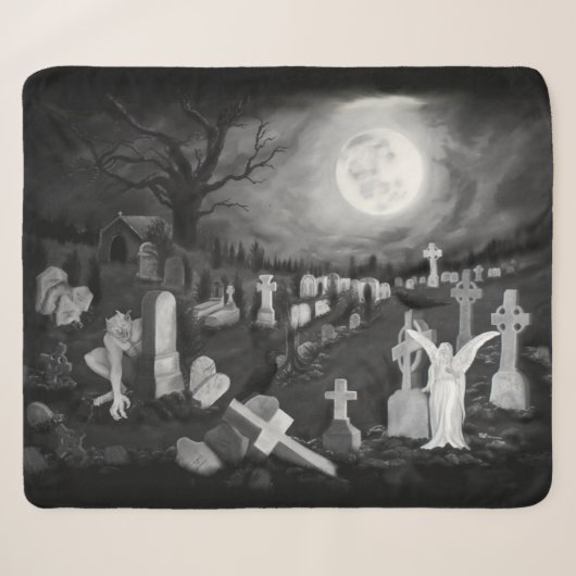 墓地の夜 – 天使と悪魔 シェルパブランケット (正面(横))