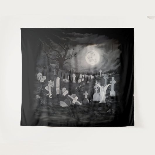 墓地の夜 – 天使と悪魔 タペストリー (正面(横))