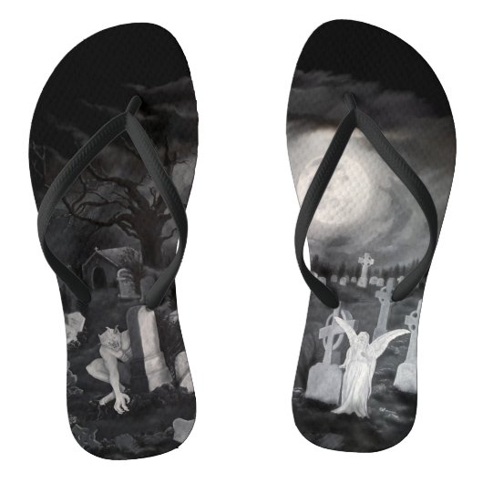 墓地の夜 – 天使と悪魔 ビーチサンダル (ソール)